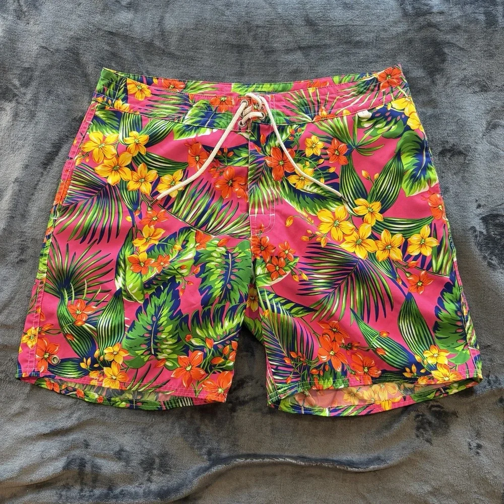 VTG Polo Ralph Lauren Board Shorts Mens 36x10 Multicolor Tropical Swim Trunks